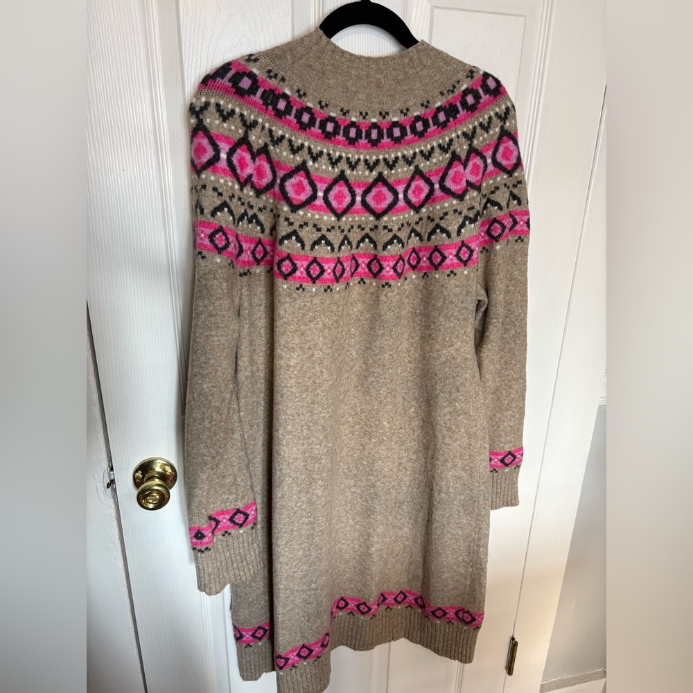 LOFT Tan Fair Isle Sweater Dress – Size XL – Cozy Winter Style - Picture 8 of 10